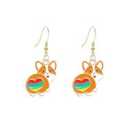 YISXVD Cute Heart Butt Corgi Dachshund Earrings Funny Sausage Dog Dangle Earrings for Women Adorable Animal Jewelry, L, Metal, No Gemstone