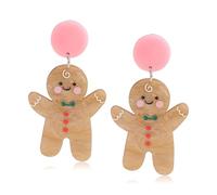 YISXVD Gingerbread Men Christmas Earrings for Women Holiday Acrylic Xmas Earrings for Christmas Jewelry, Acrylic, No Gemstone