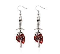 YISXVD Halloween Skeleton Skull Sword Heart Dangle Earrings for Women Gothic Punk Dripping Earrings Jewelry Accessories, L, Metal, No Gemstone