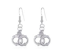 YISXVD Handcuff Earrings for Women Punk Funny Cute Handcuffs Shape Drop Dangle Earrings, L, Alloy Steel, No Gemstone
