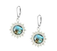 YISXVD Silver Cosmic Crystal Gem Star Moon Sun Earrings, M, Metal, No Gemstone
