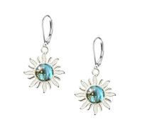 YISXVD Silver Cosmic Crystal Gem Star Moon Sun Earrings, M, Metal, No Gemstone