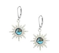 YISXVD Silver Cosmic Crystal Gem Star Moon Sun Earrings, M, Metal, No Gemstone