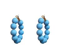 YISXVD Summer Candy Colored Bead Earrings Lightweight Dainty Acrylic Geometry Hoop Earrings for Women Cute Boho Chic Handmade Jewelry, L, Metal, No Gemstone