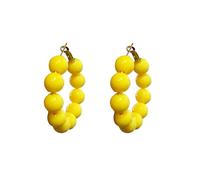 YISXVD Summer Candy Colored Bead Earrings Lightweight Dainty Acrylic Geometry Hoop Earrings for Women Cute Boho Chic Handmade Jewelry, L, Metal, No Gemstone