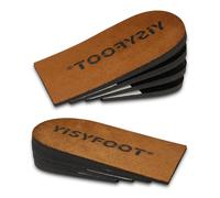 YISYFOOT Adjustable Orthopedic Heel Lift Inserts for Shoes - 4 Layers for Uneven Legs, Height Increase Insole for Leg Length Discrepancies, Achilles Tendonitis, Heel Pain (Brown, Large: Pack of 2)