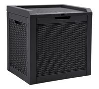 YITAHOME 118L Rattan Outdoor Storage Box, Waterproof Resin Deck Box with Lockable Lid & Handles, All-Weather Garden Storage for Cushions, Pool Accessories & Tools, Black