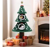 YITAHOME 132 cm Large Cat Tree Tower with Double Layer Cat House, Cat Tower, with Cat Toy, Kitten Play Activity Centre, Christmas Decoration, Green