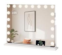 YITAHOME 18 LED Hollywood Vanity Makeup Mirror with Lights, Hollywood Style with USB & Type-C Port, 3 Dimmable Color Temperatures, 10X Magnifying Mirror & Phone Holder, White, 80x60cm