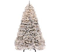 YITAHOME 182cm Artificial Christmas Tree with Snow & 250 Warm White LED Lights, 880 Tips, Realistic Pine with Easy Fold & Metal Stand, Quick Assembly for Home or Business, 182cm H x 95cm W