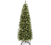 YITAHOME 182cm Slim Artificial Christmas Tree with 200 Pre-lit LEDs, 700 Tips, Realistic Fir with Foldable Hinge System & Metal Stand, Quick Setup for Home or Business, 182cm H x 65cm W