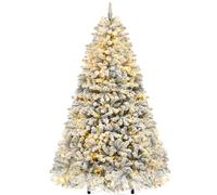 YITAHOME 228cm Artificial Christmas Tree with Snow & 550 Warm White LED Lights, 1346 Tips, Realistic Pine with Easy Fold & Metal Stand, Quick Assembly for Home or Business, 228cm H x 115cm W