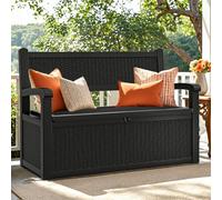 YITAHOME 265L Storage Bench Deck Box, Lockable Patio Garden Box, Weatherproof Outdoor Storage for Cushions, Tools & Pool Supplies - Black