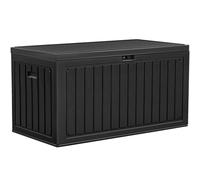 YITAHOME 303L Garden Outdoor Storage Box, HDPE Resin Deck Box with Lockable Lid & Side Handles, Waterproof Storage Bench for Patio Furniture, Cushions, Pool Gear & Garden Tools, Black