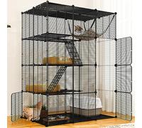 YITAHOME 4-Tier Large Indoor/Outdoor Cat Enclosure/Catio, Features Hammock, 4 Doors, 3 Ladders, Dense Metal Wire Kennels Suitable for 1-3 Cats, DIY Detachable Pet Playpen, 104 x 72 x 140 cm