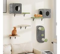 YITAHOME 5 Pcs Sturdy Cat Climbing Wall Set Made of Flannel, Cat Furniture with House, Bed, and Sisal Column for Cats Sleeping, Playing, and Lounging Lounging
