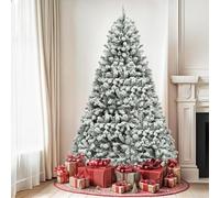 YITAHOME 6ft/1.8m Full Snow Flocked Artificial Christmas Tree, 880 Tips | Foldable Metal Stand & Metal Frame, Easy Assembly Pops Up Christmas Tree, Xmas Decorations for Home Party, 182 x Φ95cm