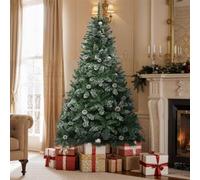 YITAHOME 6ft/1.8m Snow Flocked Artificial Christmas Tree with Pine Cones | 880 Tips, Foldable Metal Stand & Metal Frame, Easy Assembly Pop Up Christmas Tree for Home Party, 182 x Φ100cm