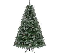 YITAHOME 6ft Artificial Christmas Tree with Pine Cones, Snow Flocked Christmas Tree with 880 Tips, Foldable Metal Stand & Metal Frame, Easy Assembly Pops Up Christmas Tree for Home Party, 182 x Φ100cm
