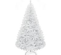 YITAHOME 6ft White Artificial Christmas Tree, All-White Christmas Pine Tree with 818 Tips, Foldable Metal Stand & Metal Frame, Easy Assembly Pop Up Christmas Tree for Home Party, 182 x Φ115cm