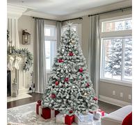 YITAHOME 7.5ft/2.3m Snow Flocked Artificial Christmas Tree, 1346 Tips | Folding System Frame & Foldable Metal Stand, Quick Assembly, Xmas Decorations for Home, Office, Shops, 229 x Diameter 115 cm