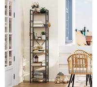 YITAHOME Bookcase 6 Tiers - Floor Standing Book Shelf with 4 Hooks