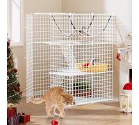 YITAHOME Cat Cage 3-Tiers DIY Playpen, Extra Large Hammock for Small Pets: Cat, Ferret, Chinchilla, Rabbit - 72 x 72 x 104cm White
