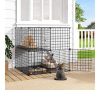 YITAHOME Cat Cage Indoor/Outdoor, DIY Cat Enclosures with 2 Doors and 1 Ladders, 71x71x71 cm Metal Kitty Playpen 2-Tiers Kennels Pet Crate, Pet Cage for Bunny, Chinchilla, Black
