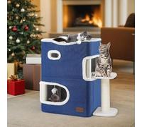 YITAHOME Cat Cave,Beds for Indoor, Cat House with Scratching Post & Ball & Platform, Bed, Basic Tree, Cute Tower,Furniture,Hideaway, Cat Condo (Blue)