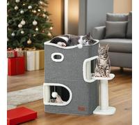YITAHOME Cat Cave, kitten Beds for Indoor,House with Scratching Post & Ball & Platform, Bed, Basic Tree, Cute Tower, kitten Furniture,Hideaway,Condo (Grey)