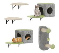 YITAHOME 5 Pcs Sturdy Cat Climbing Wall Set Made of Flannel, Cat Furniture with House, Bed, and Sisal Column for Cats Sleeping, Playing, and Lounging Lounging
