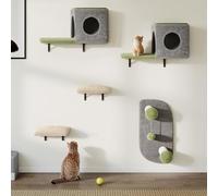 YITAHOME 5 Pcs Sturdy Cat Climbing Wall Set Made of Flannel, Cat Furniture with House, Bed, and Sisal Column for Cats Sleeping, Playing, and Lounging Lounging