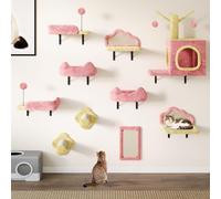 YITAHOME Cat Climbing Wall Set Made of Flannel, 10 Pcs Sturdy Cat Furniture with House, Bed, Scratching Board, Sisal Columnfor Cats Sleeping, Playing, Lounging