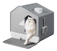 YITAHOME Cat Litter Box Large Enclosed Pullout Cat Litter Tray - High Sides Gray House Litter Pan with Scoop & Mat Slide Out Tray XXL Covered Easy Clean Litter Tray (Gary）