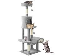 YITAHOME Cat Tree, Stable Scratching Post for Cats, Multi-level Climbing Tower Tree with Hammock, Tall Sturdy Cat Activity Centre with Perch for Indoor Cats Kitty Kitten, Grey