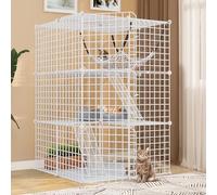 YITAHOME Cats Cage 3-Tiers DIY Cats Playpen with Metal Wire Dense, 71x71x104 cm Indoor Pet Enclosures with Extra Large Hammock for 1-2 Ferret, Chinchilla, Rabbit, Small Animals