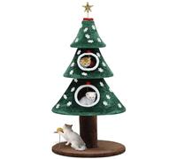 YITAHOME Christmas Cat Tree, 132 cm with Double-Layer Cat House, Cat Tower, Suitable for Indoor Cats, Christmas Decoration, Cat Furniture