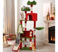 YITAHOME Christmas Cat Tree Tower for Indoor Cats, 190cm Multi-Level Cat Climbing Tower with Cat Condos, Top Perches, Hammock, Sisal Scratching Posts and Board, Kittens Play Activity Center