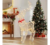 YITAHOME Christmas Reindeer, Light Up Deer Decoration with 120 RGB LEDs & Remote, 89 Modes, Pre-Lit Standing Reindeer with Detachable Antlers & Neck Section for Home, Yard & Garden (62 x 19 x 118 cm)