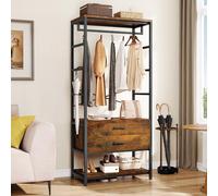 YITAHOME Coat Rack Stand, Industrial Hall Tree with Shoe Storage Clothes Rail Stand Rack with 2 Drawes Large Clothes Rail Garment Rack for Entryway Hallway Bedroom Living Room