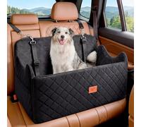 YITAHOME Dog Car Seat for Big Medium Dogs,Travel Pet Bed with Memory Foam Under 55 lbs Seat height 4.3",Two side storage bagsm Non-slip design Thick Cushion & 2 Safety Belts(Black)