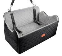 YITAHOME Dog Car Seat for Big Medium Dogs,Travel Pet Bed with Memory Foam Under 55 lbs Seat height 4.3",Two side storage bagsm Non-slip design Thick Cushion & 2 Safety Belts(Grey)