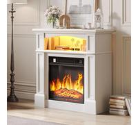YITAHOME Electric Fireplace, 32" White Electric Fire and Surround Modern Realistic LED Flame, with Timer and 16 Color LED Light Strip and 7 Day Programmable Remote Control, 32.5D x80.5W x 80.5H