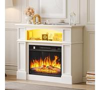 YITAHOME Electric Fireplace, 39" White Electric Fire and Surround Modern Realistic LED Flame, with Timer and 16 Color LED Light Strip and 7 Day Programmable Remote Control, 30.5D x 100W x 79H cm