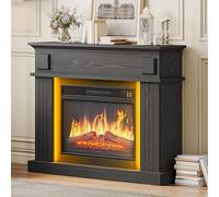 YITAHOME Electric Fireplace, Black Electric Fire and Surround Fireplace Suite 39" with Programmable 7Day Remote Control Free Standing Modern Realistic LED Flame with Timer and 16 Color LED Light Strip