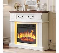 YITAHOME Electric Fireplace, White Electric Fire and Surround Fireplace Suite 38" with Programmable 7Day Remote Control Free Standing Modern Realistic LED Flame with Timer and 16 Color LED Light Strip