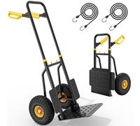 YITAHOME Foldable Hand Truck Trolley with 2x Big Industrial Wheels, Heavy Duty Height Adjustable Sack Truck with High Grip Silent Wheels, 150kg Capacity Incl. 2x Elastic Rope