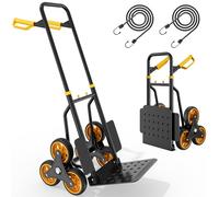 YITAHOME Foldable Stair Climbing Trolley with 6X φ15.2cm Big Industrial Wheels, Heavy Duty Height Adjustable Steel Hand Truck with High Grip Silent Wheels, 150kg Capacity Incl. 2X Elastic Rope