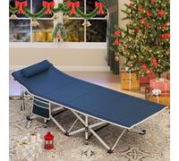 YITAHOME Folding Camping Bed for Adults, 28" Extra Wide Heavy Duty Portable Camp Bed, Comfortable Sleeping Cots with 280kg Capacity for Travel/Office/Outdoor, Blue
