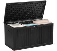 YITAHOME Garden Storage Box Outdoor 567.8L, Heavy-Duty Waterproof Resin Deck Box with Lockable Lid, All-Weather Storage Bench for Patio Furniture, Cushions, Pool & Garden Tools, Black